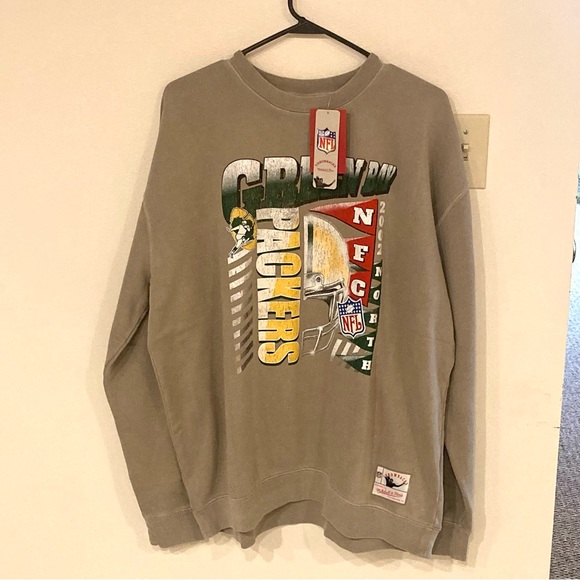 Mitchell & Ness Green Bay Packers Throwback NFL Crewneck Sweatshirt Size XXL New - Picture 2 of 7